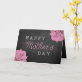 Roze rozen op het bord Happy Moederdag Kaart (Gele Bloem)