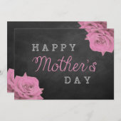 Roze rozen op het bord Happy Moederdag Kaart (Voorkant / Achterkant)
