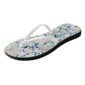 roze Rozen op het Deep Blue Floral Pattern Teenslippers (Schuin)