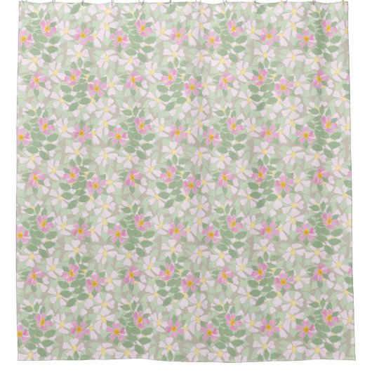  roze Rozen op het Taupe Floral Pattern Douchegordijn (Voorkant)