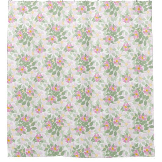  roze Rozen op het witte flessenpatroon Douchegordijn (Voorkant)