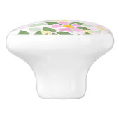 roze Rozen op het witte patroon Keramische Knop (Zijkant)