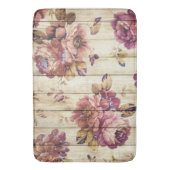  roze rozen op houten plank badmat (Voorkant Verticaal)