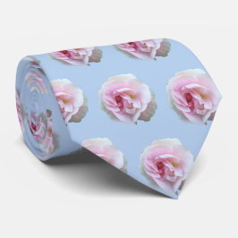 Roze rozen op lichtblauw Floral Pattern Stropdas