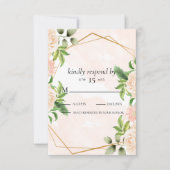 Roze Rozen op Lijst RSVP Kaartje (Voorkant)