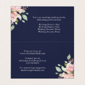  roze rozen op Navy Blue | Floral Folded Visitekaartje (Binnenkant ongevouwen)