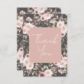 Roze rozen op nummer bedankkaart (Voorkant / Achterkant)