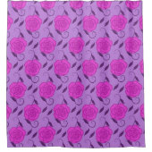 Roze rozen op paars douchegordijn (Voorkant)