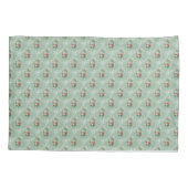  roze rozen op pastel Mint Sage Green Kussensloop (Achterkant)