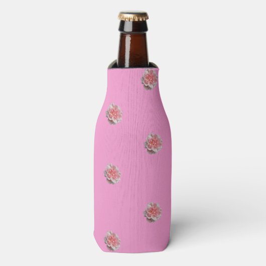 Roze rozen op roze flesjeskoeler (Fles Voorkant)