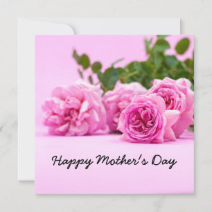 Roze rozen op roze Moederdag Kaart