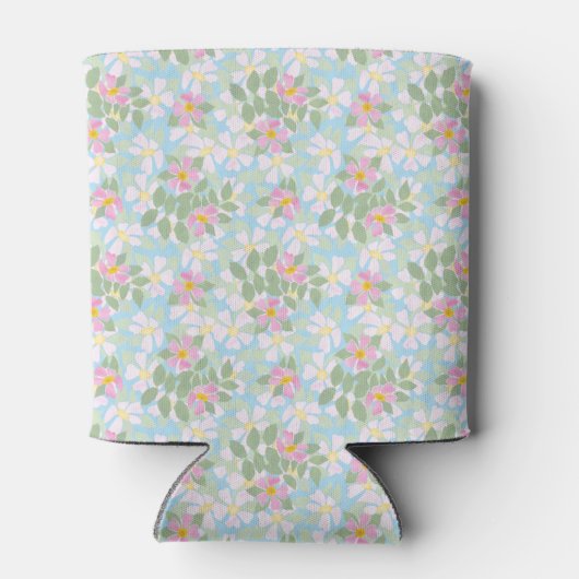  roze Rozen op Sky Blue Koelbox Blikjeskoeler (Achterkant)