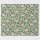 Roze Rozen op Slate Blue (groot) Cadeaupapier (Vlak)