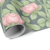 Roze Rozen op Slate Blue (groot) Cadeaupapier (Rol Hoek)