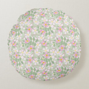  roze Rozen op Taupe Round Pillow Rond Kussen