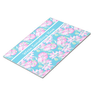 Roze rozen op Turquoise Custom Notitieblok of Jott