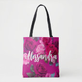 Roze rozen op Viva Magenta | Romantisch Tote Bag (Voorkant)