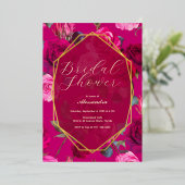 Roze rozen op Viva Magenta | VRIJGEZELLENFEEST Folie Uitnodiging (Staand Voorkant)