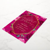 Roze rozen op Viva Magenta | VRIJGEZELLENFEEST Folie Uitnodiging (Gedraaid)