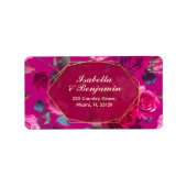 Roze rozen op Viva Magenta | Weddenschap Etiket (Voorkant)