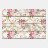 Roze Rozen op wit barnboard Inpakpapier Vel (Voorkant)