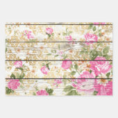 Roze Rozen op wit barnboard Inpakpapier Vel (Voorkant 2)