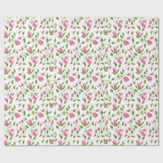 Roze rozen op wit cadeaupapier (Vlak)