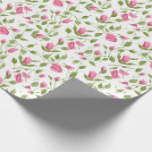 Roze rozen op wit cadeaupapier (Hoek)