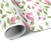 Roze rozen op wit cadeaupapier (Rol Hoek)