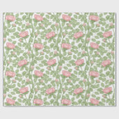 Roze Rozen op Wit (groot) Cadeaupapier (Vlak)