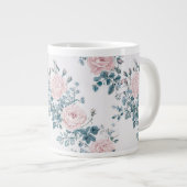 Roze rozen op wit grote koffiekop (Voorkant rechts)