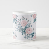 Roze rozen op wit grote koffiekop (Voorkant)