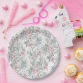 Roze rozen op wit papieren bordje (Feest)
