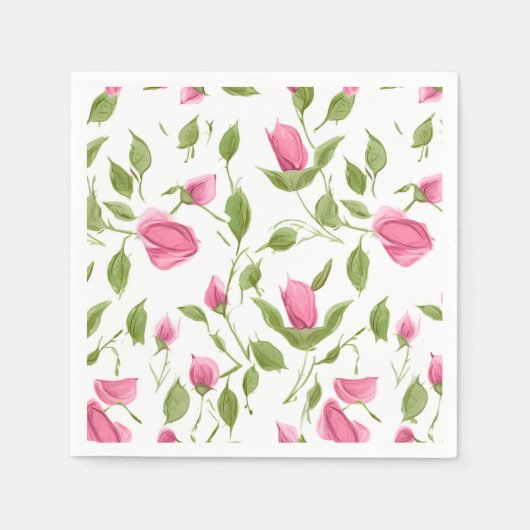 Roze rozen op wit servet (Voorkant)