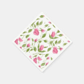 Roze rozen op wit servet (Hoek)