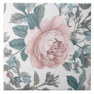 Roze rozen op wit tegeltje