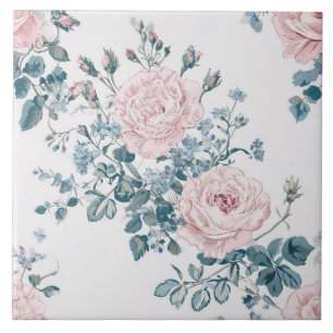 Roze rozen op wit tegeltje