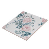 Roze rozen op wit tegeltje (Zijkant)