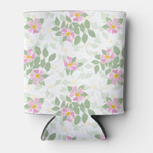 roze Rozen op witte Koelbox Blikjeskoeler (Voorkant)