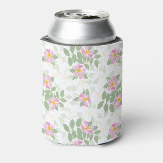  roze Rozen op witte Koelbox Blikjeskoeler (Blikje Achterkant)