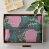 Roze Rozen op zwart afval Tissuepapier (Geschenk)