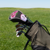 Roze Rozen op zwart bloemig monogram dame Golfheadcover (Insitu)