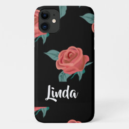 Roze rozen op zwart Case-Mate iPhone case