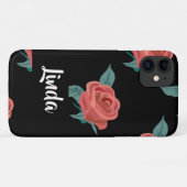 Roze rozen op zwart Case-Mate iPhone case (Achterkant (horizontaal))