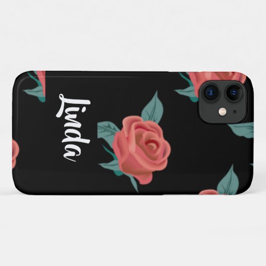 Roze rozen op zwart Case-Mate iPhone case (Achterkant (horizontaal))