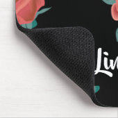 Roze rozen op zwart muismat (Hoek)