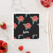 Roze rozen op zwart servet (Insitu)