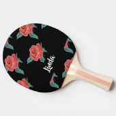 Roze rozen op zwart tafeltennisbatje (Zijkant)