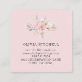 roze rozen op zwarte roze | Floral Vierkante Visitekaartje (Achterkant)