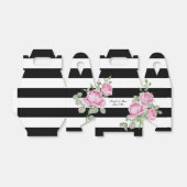 Roze Rozen op zwarte strepen Custom Bedankdoosjes (Uitgevouwen)